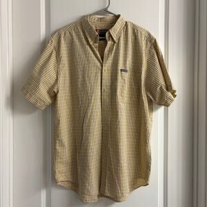 Chaps Ralph Lauren Men’s Button-Up Shirt Size L/G Yellow Plaid Short Sleeve